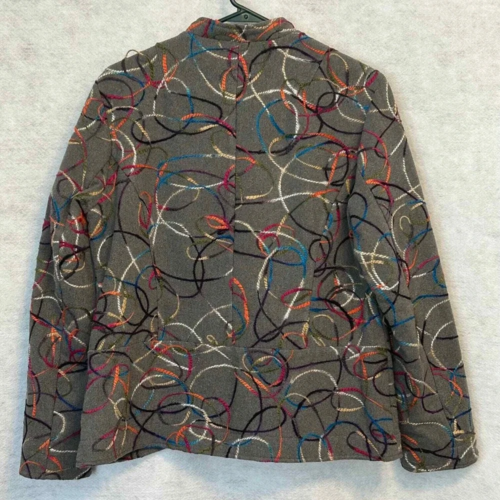Blair Blazer Gray Good Embroidered Swirl Button Front Women‎ Size 12